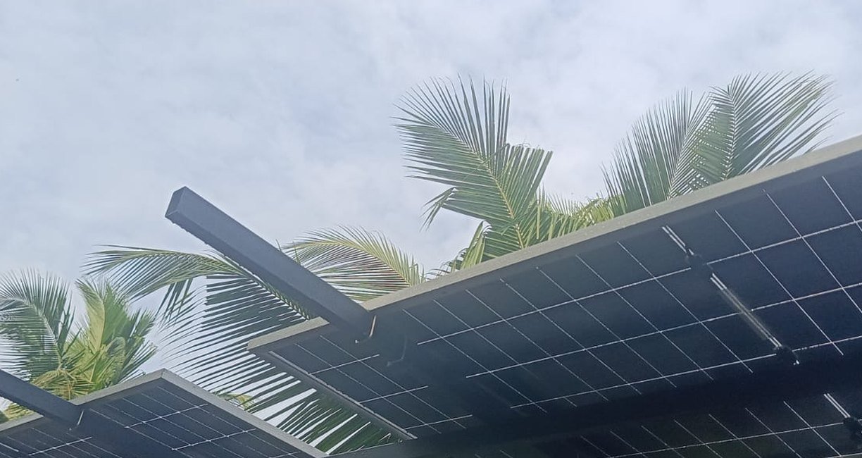 Elevated Solar Canopy, Kulathoor installed by Soltech Power Solutions at Kulathoor, Thiruvananthapuram
